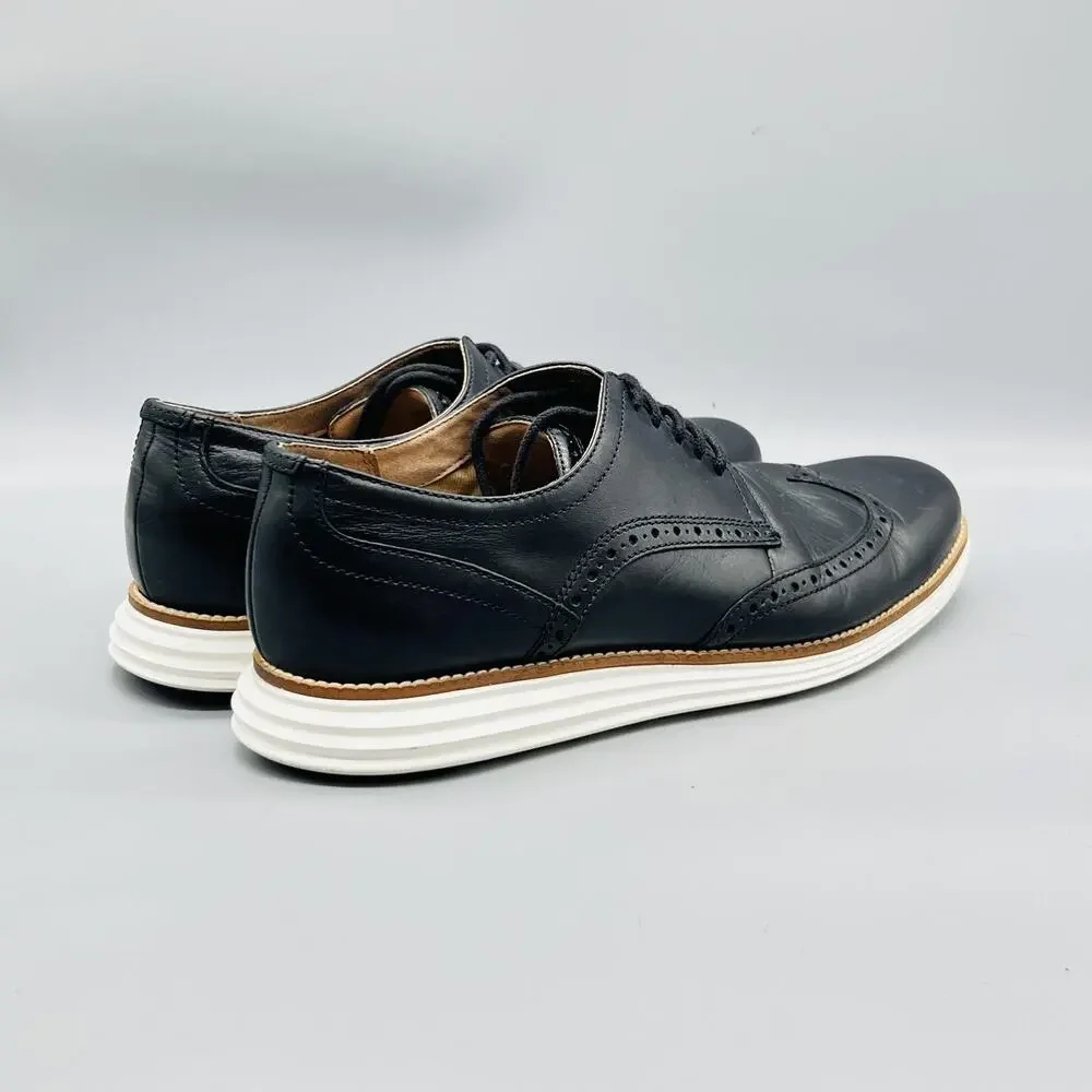 Cole Haan Shoes Mens 11 Black Leather Grand OS Wingtip Oxford Dress Brogue